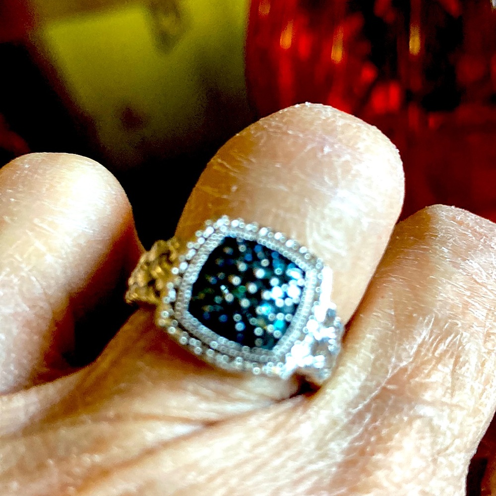 BLUE DIAMOND STERLING RING - Picture 2 of 6